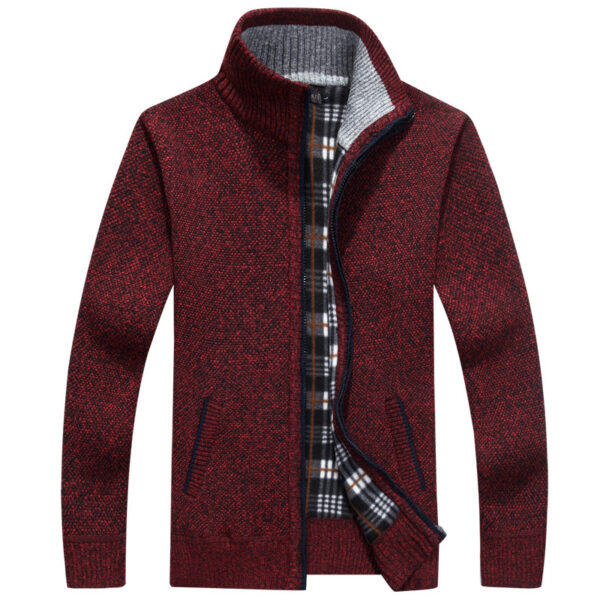 Thicken Plus Fleece Zipper Cardigan: Men's Loose Stand Collar Sweater