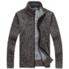 Thicken Plus Fleece Zipper Cardigan: Men's Loose Stand Collar Sweater