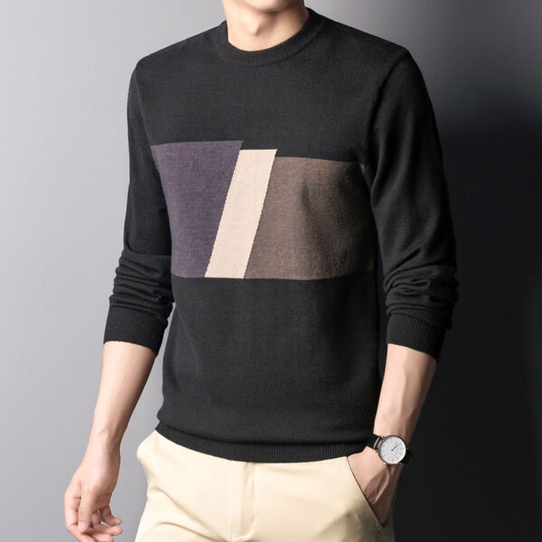 Colorblock Slim Top: Your Stylish Fall/Winter Men's Shirt Collar Knitwear