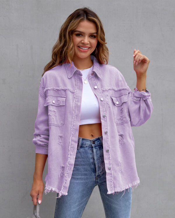 Trendy Ripped Shirt Jacket: Your Stylish Choice for Autumn and Spring