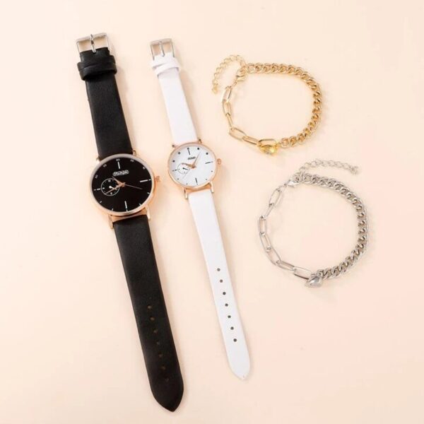 4pcs Fashion Simple Lovers Set Watches: Luxury for Men and Women