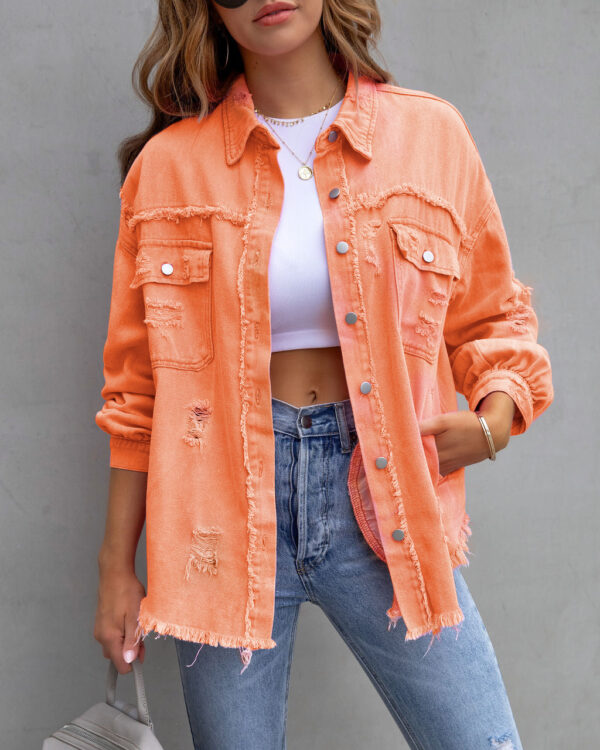 Trendy Ripped Shirt Jacket: Your Stylish Choice for Autumn and Spring