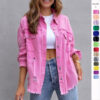 Trendy Ripped Shirt Jacket