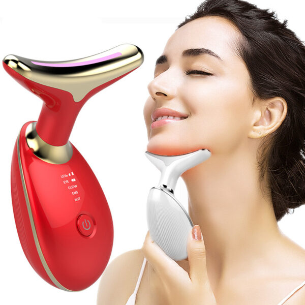 EMS Thermal Neck Lifting and Tightening Massager: Microcurrent Wrinkle Remover and LED Photon Face Beauty Device