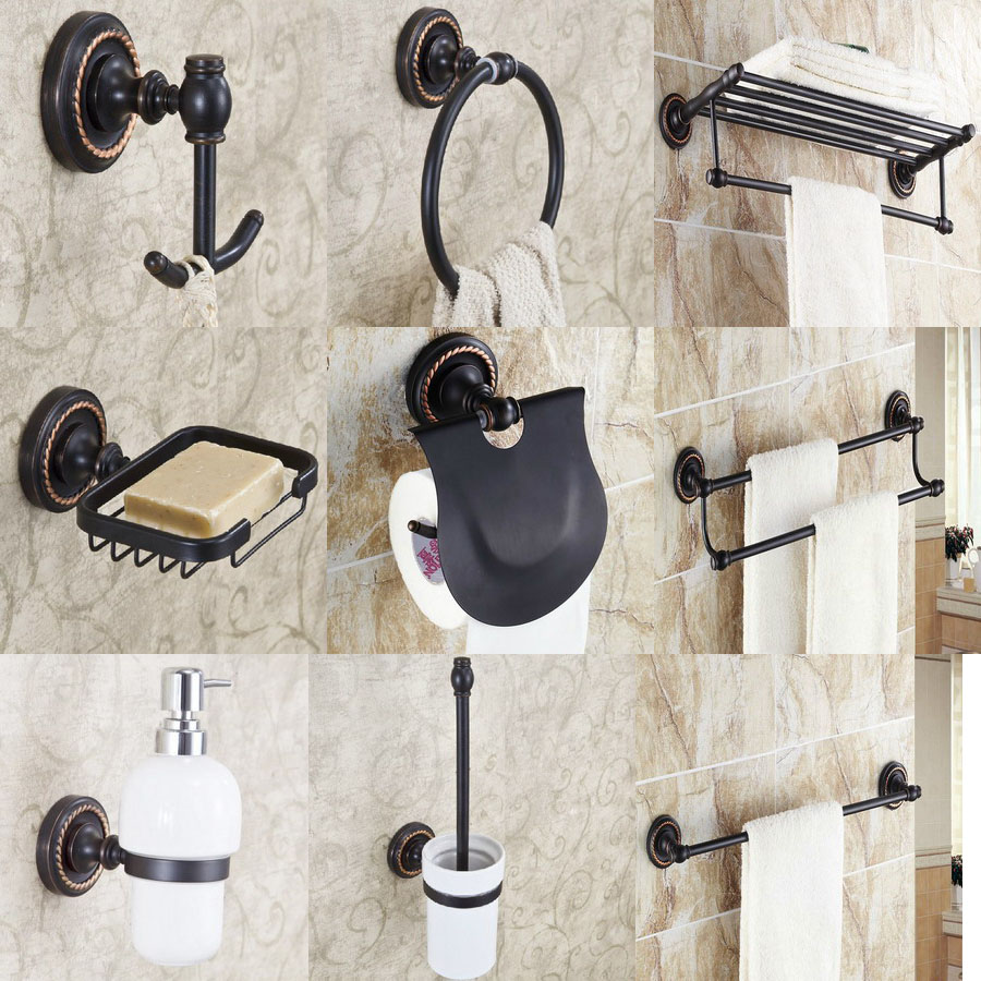 Black Oil Rubbed Bronze Bathroom Accessories Set