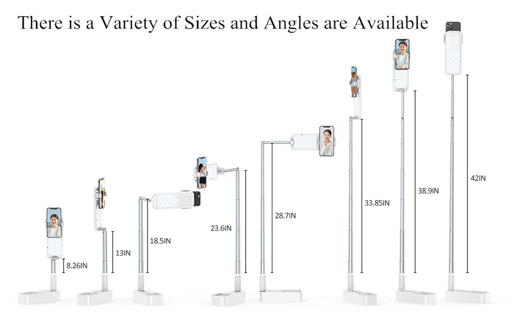 New Portable Phone Holder - Retractable Stand with Dimmable LED Fill Light