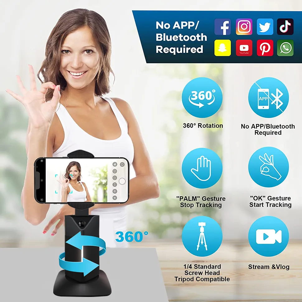 AI Auto Tracking Smartphone Holder - 360° Recording Stabilizer