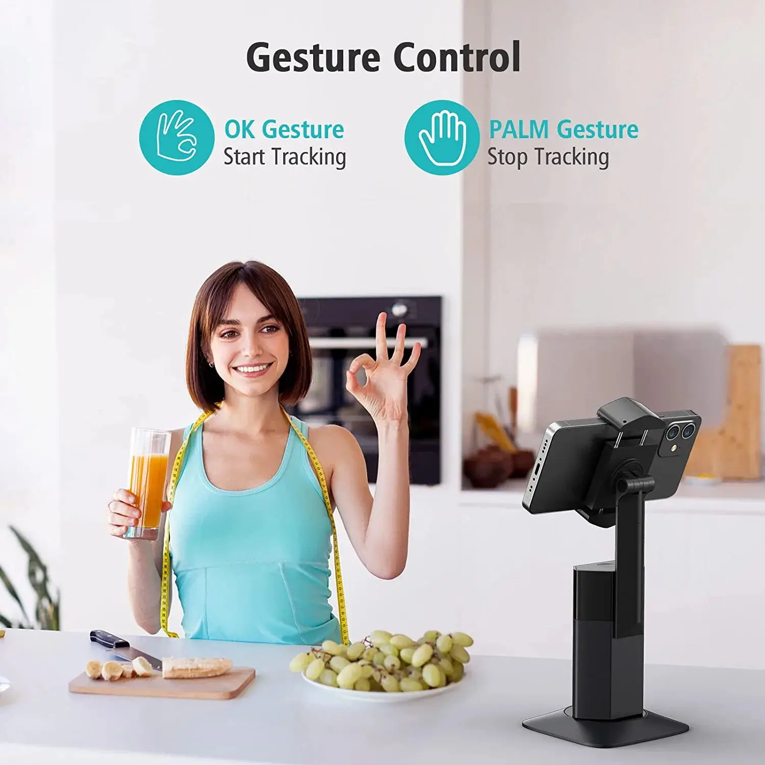 AI Auto Tracking Smartphone Holder - 360° Recording Stabilizer