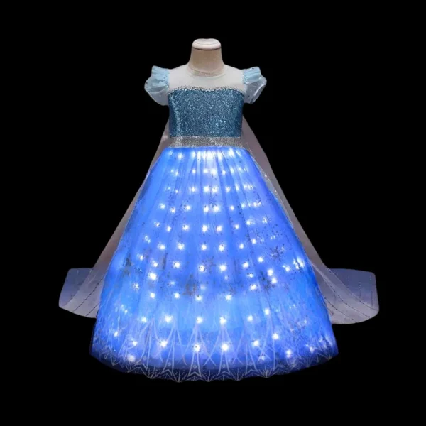 Frozen Princess Elsa LED Dress - Girls' Cosplay Party Costume