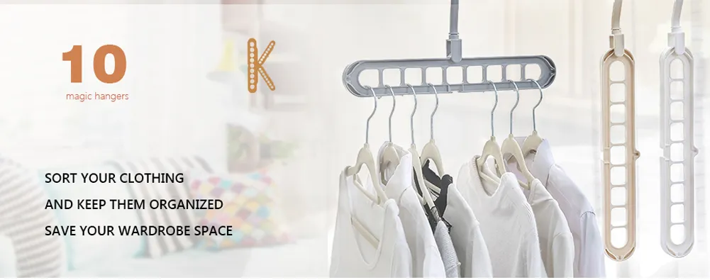 Transform Your Closet with Our 9-Hole Hanger Organizer – Maximize Space and Style!