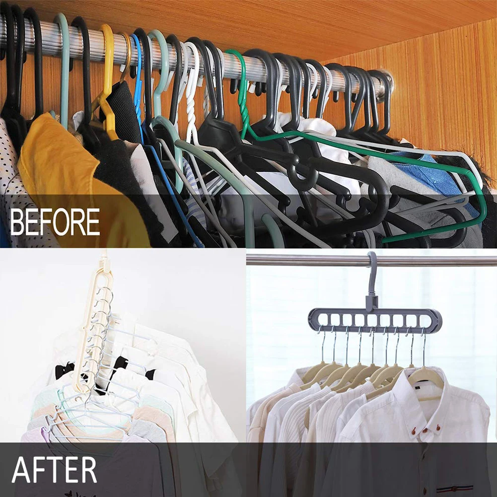 Transform Your Closet with Our 9-Hole Hanger Organizer – Maximize Space and Style!