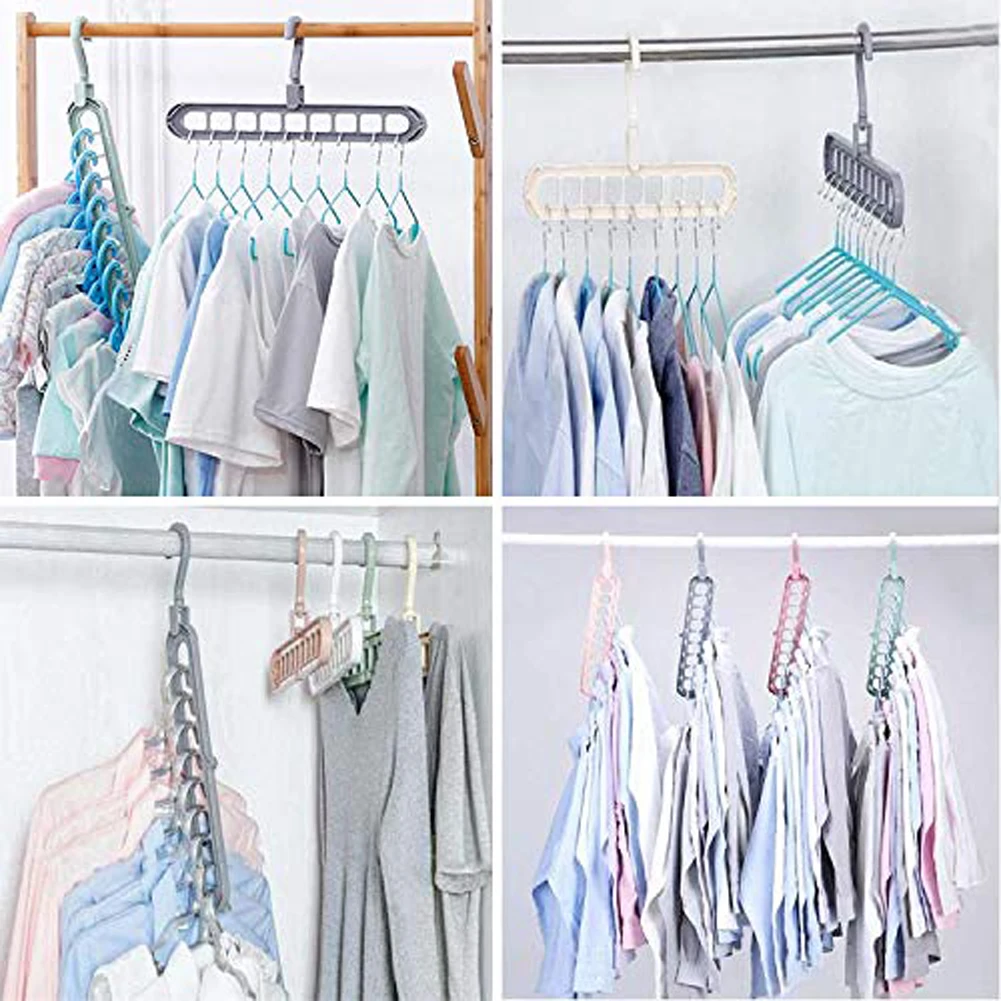 Transform Your Closet with Our 9-Hole Hanger Organizer – Maximize Space and Style!