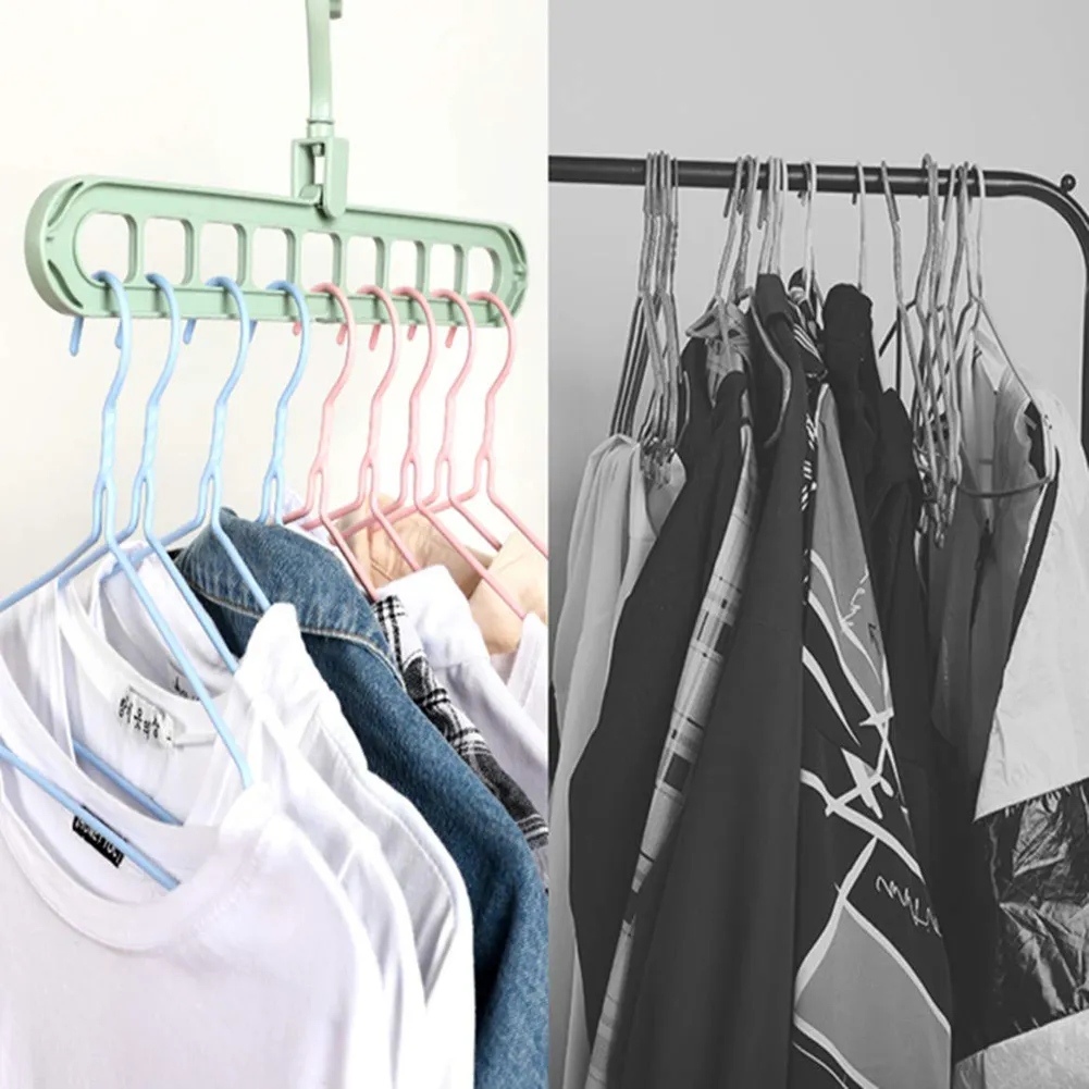 Transform Your Closet with Our 9-Hole Hanger Organizer – Maximize Space and Style!