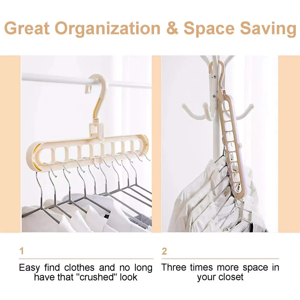 Transform Your Closet with Our 9-Hole Hanger Organizer – Maximize Space and Style!