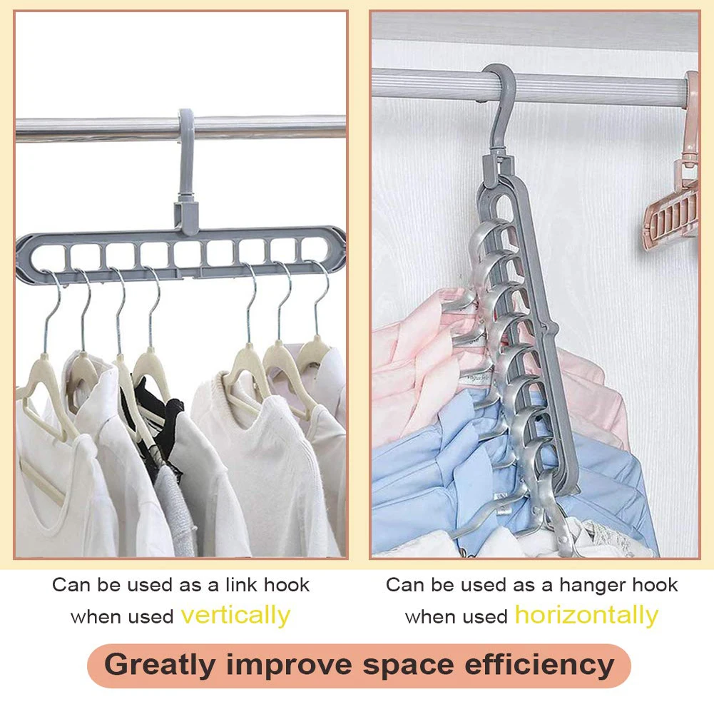 Transform Your Closet with Our 9-Hole Hanger Organizer – Maximize Space and Style!